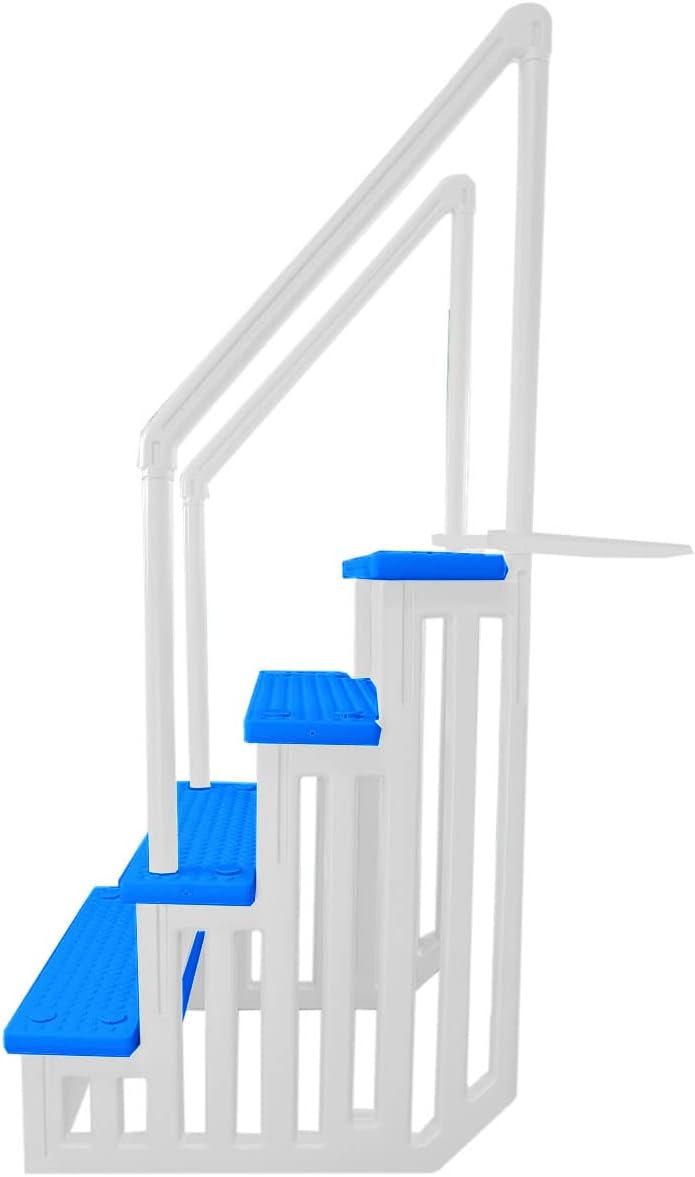 2026 Select Anti-Slip in-Pool Steps | Gray | for Above Ground Swimming Pools | Can Mount to Decks 48′′ to 54′′ H | Safety Stairs Capacity Up to 300 lbs