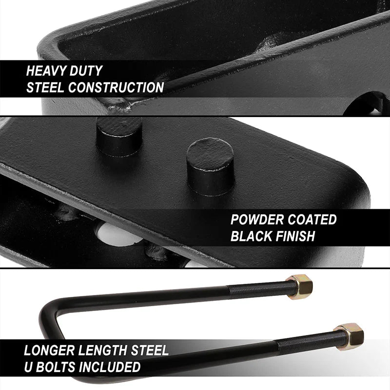 04-22 Ford F150 RWD 3 in. / 4WD 1.5 in. Rear Lift Block Kit U-Bolts