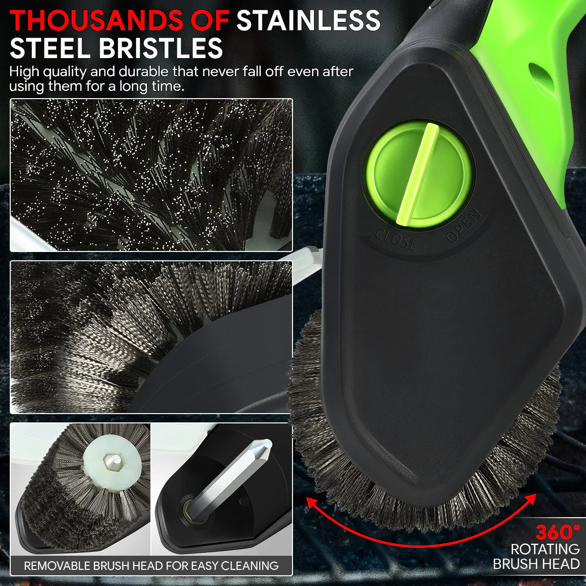 Cordless Power Grill Cleaning Scrub Brush w/Type-C Cable
