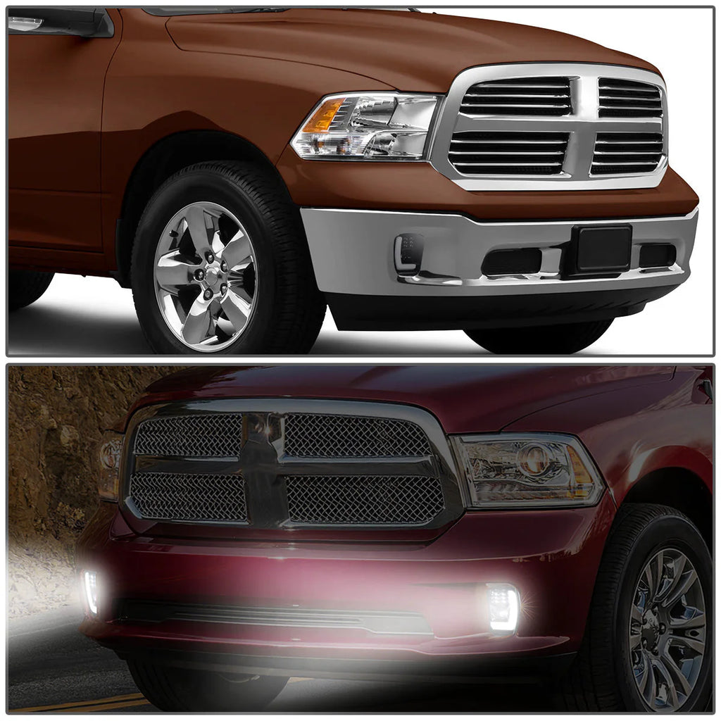 LED DRL Projector Fog Lights w/ Switch Wiring Harnesses 13-22 Ram 1500 Classic