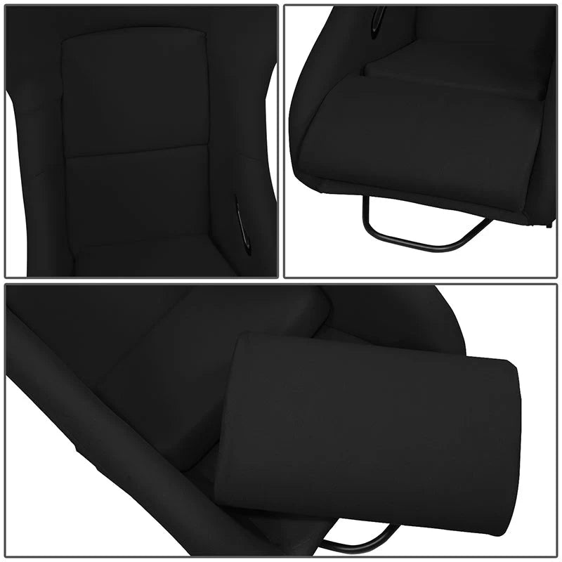 2Pcs Black Woven Fabric Position Racing Seats Universal