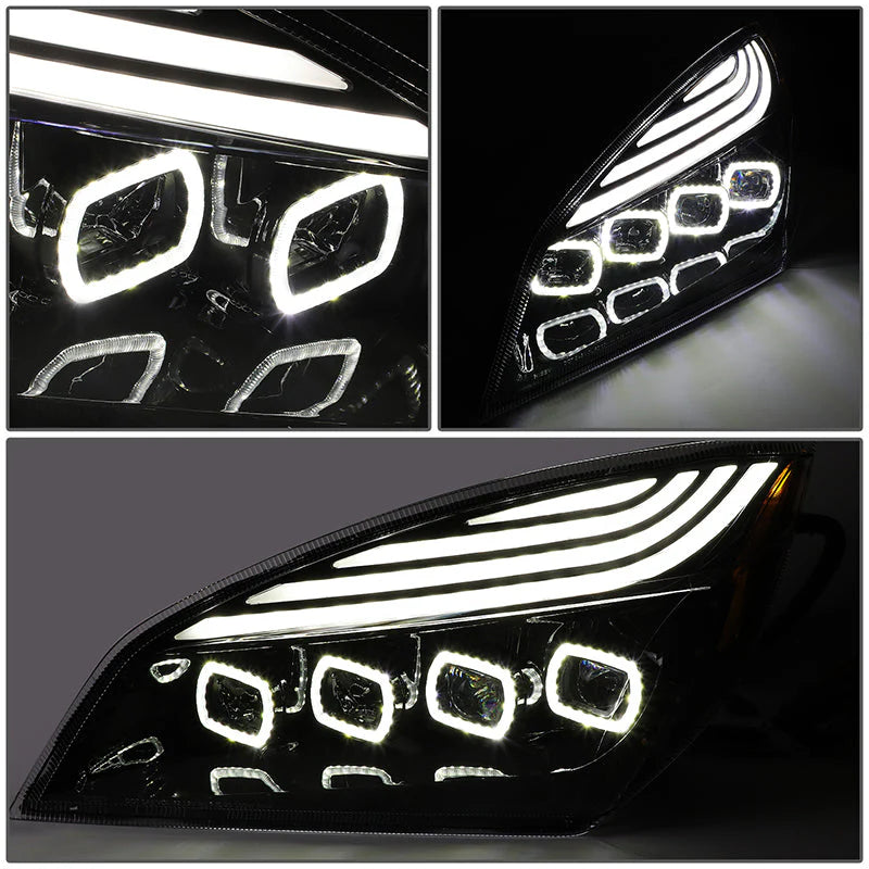 LED DRL Halo Sequential Projector Headlights 18-21 Freightliner Cascadia