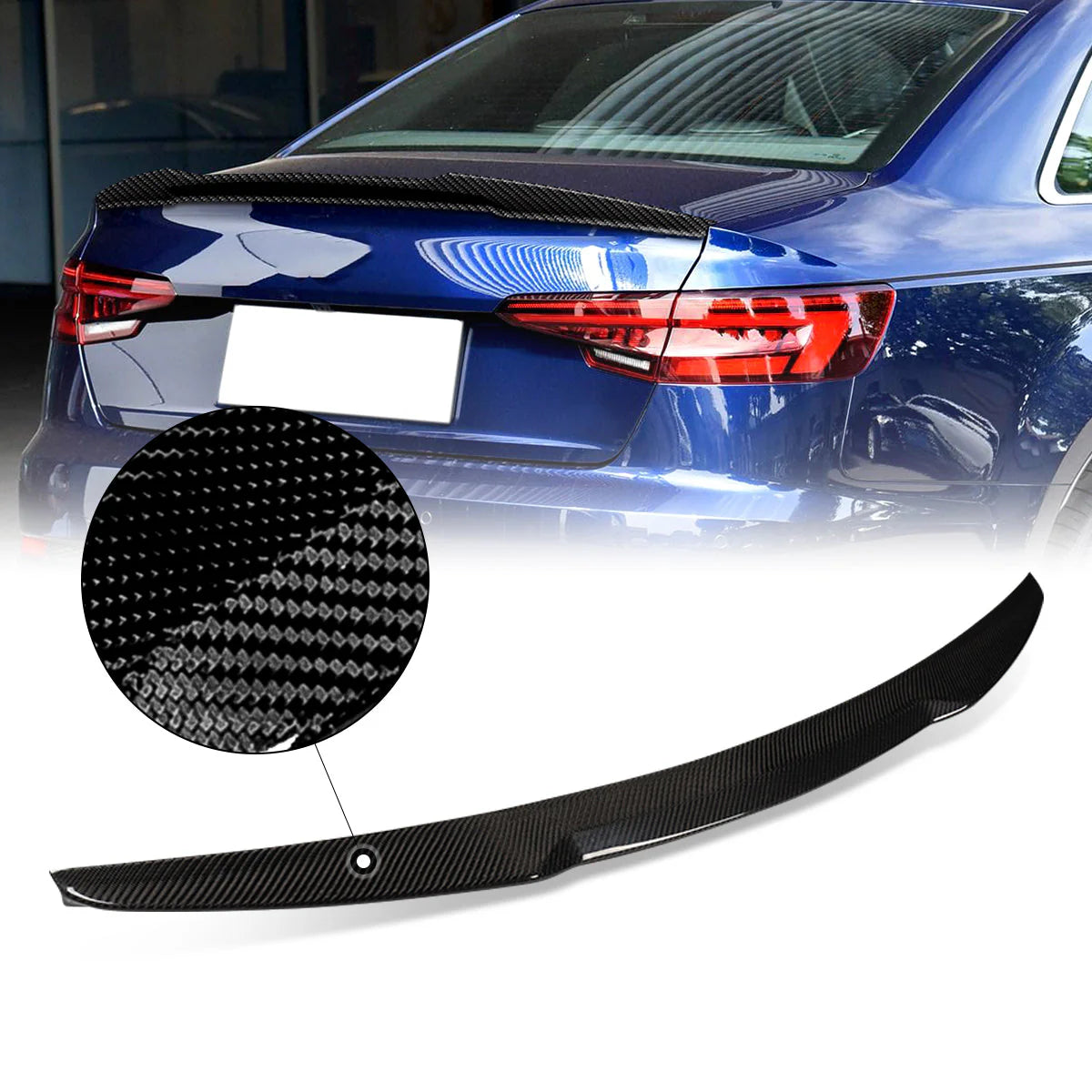 V-Style Carbon Fiber Rear Trunk Lid Spoiler 17-21 Audi A4 Quattro Sedan