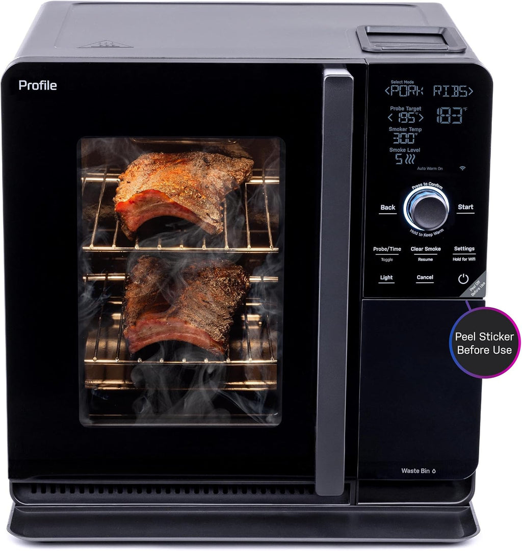 2026 Smart Indoor Pellet Smoker, with Active Smoke Filtration, 5 Smoke Control Settings, WiFi Connected, Electric, Countertop BBQ Appliance, Black