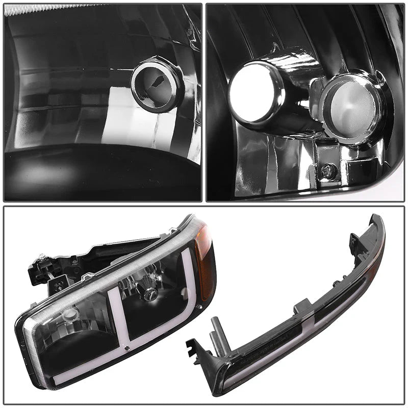 LED DRL Switchback Headlights 99-06 GMC Sierra 1500-3500 Yukon