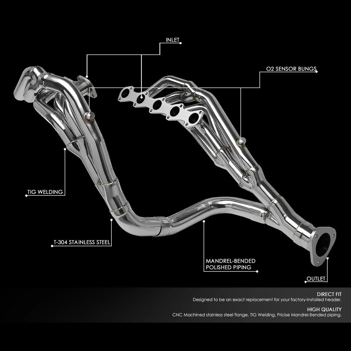 99-04 Ford F250 F350 Super Duty Tri-Y Long Tube Exhaust Header - Stainless Steel