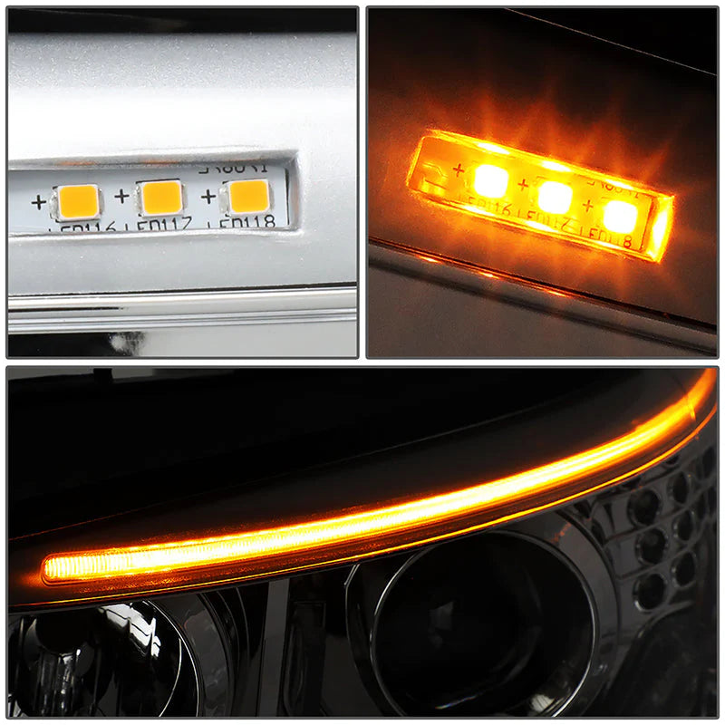LED DRL Halo Switchback Projector Headlights 08-10 BMW 528i 535i 550i M5