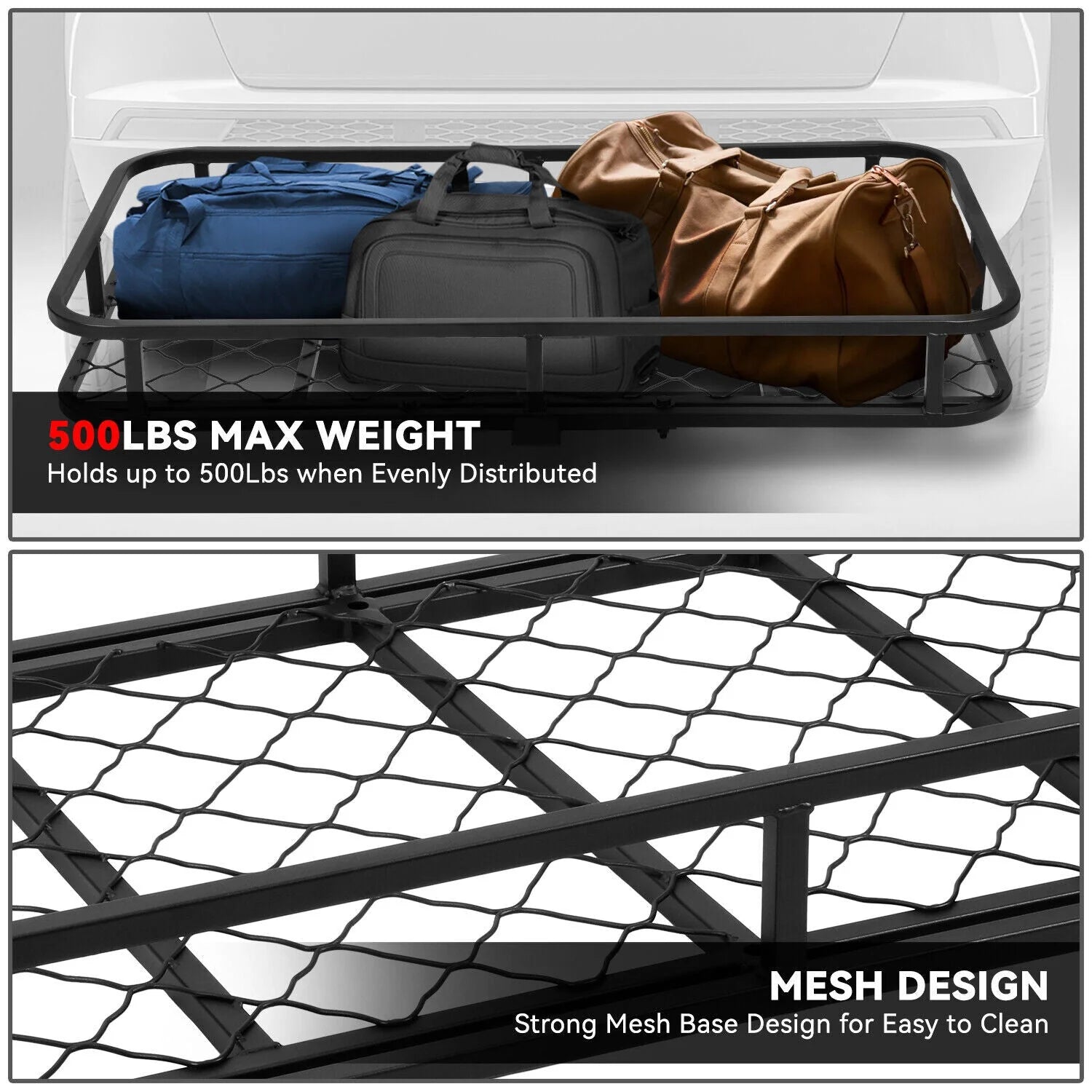2 in. Tow Receiver Hitch Cargo Carrier Basket w/ Pin & Clip Fits Vehicles with 2 in. Tow Receive