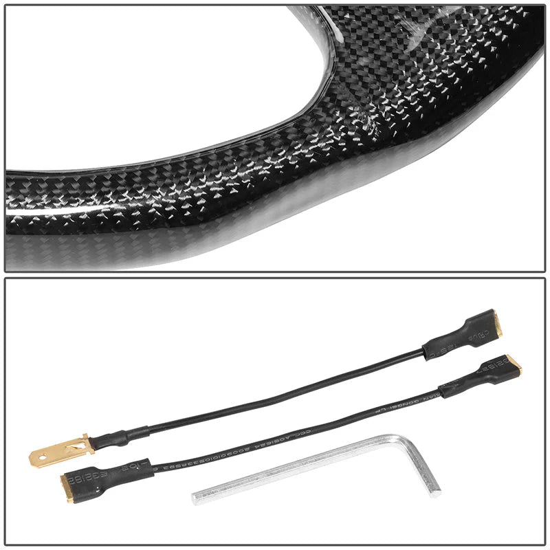350mm Flat Dish Carbon Fiber Spoke Steering Wheel Universal