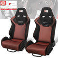 2Pcs Red Microfiber Suede Reclinable Racing Bucket Seat w/ Sliders Universal