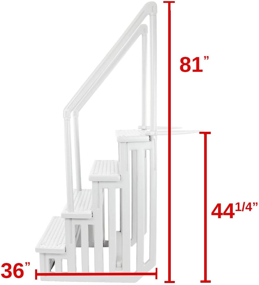 2026 Select Anti-Slip in-Pool Steps | Gray | for Above Ground Swimming Pools | Can Mount to Decks 48′′ to 54′′ H | Safety Stairs Capacity Up to 300 lbs