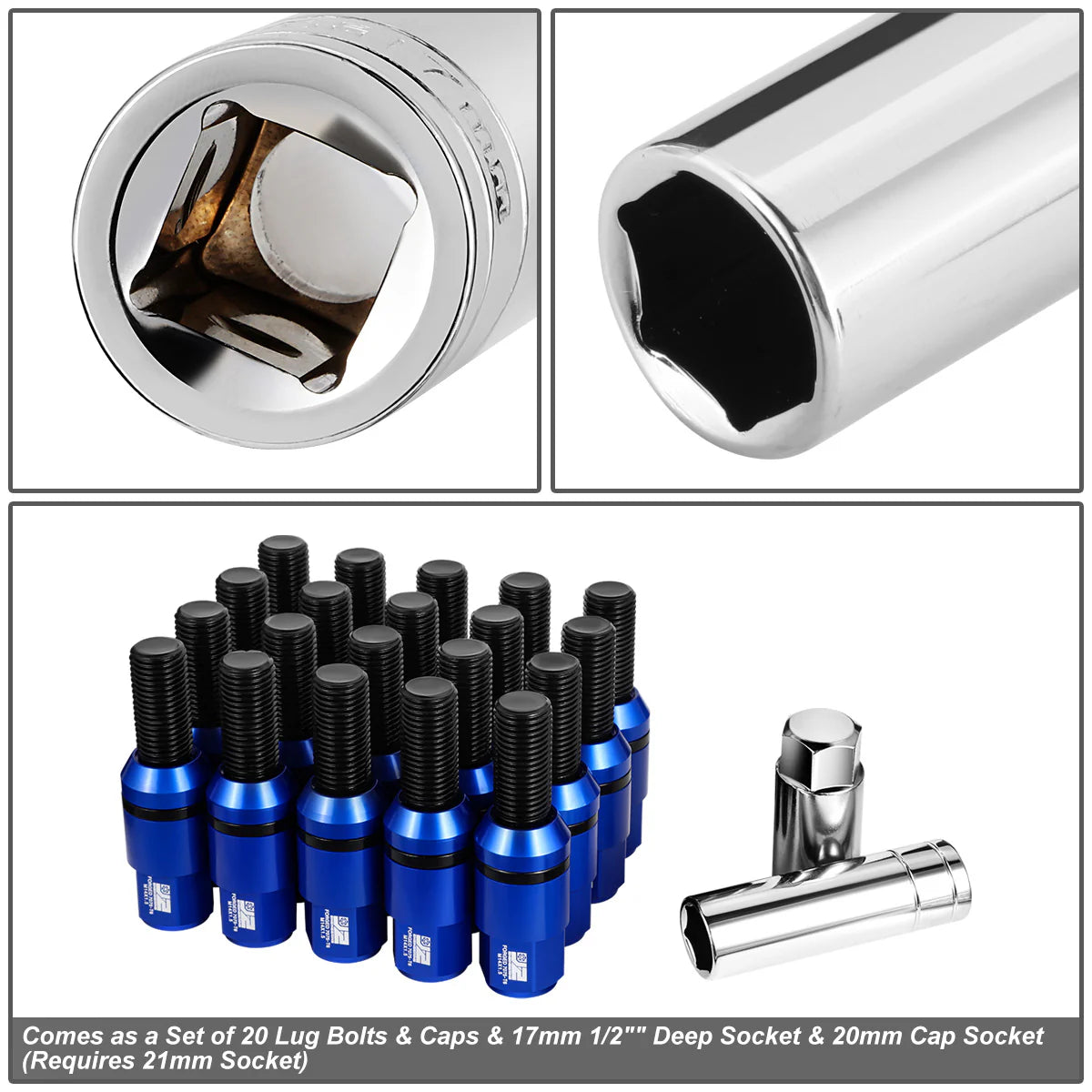 20 Pcs Aluminum M14x1.5 Thread Pitch Lug Nuts W/ 4 or 5 Lug M14x1.5 Thread