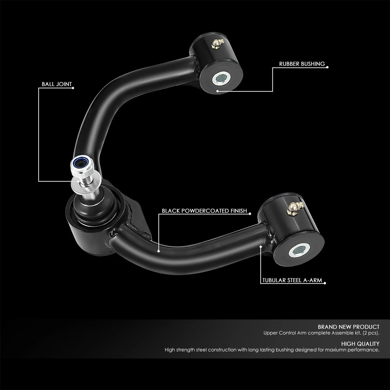 04-22 Ford F150 Lincoln Mark Lt 2-4 in. Lifted Front Upper Control Arms (Black)