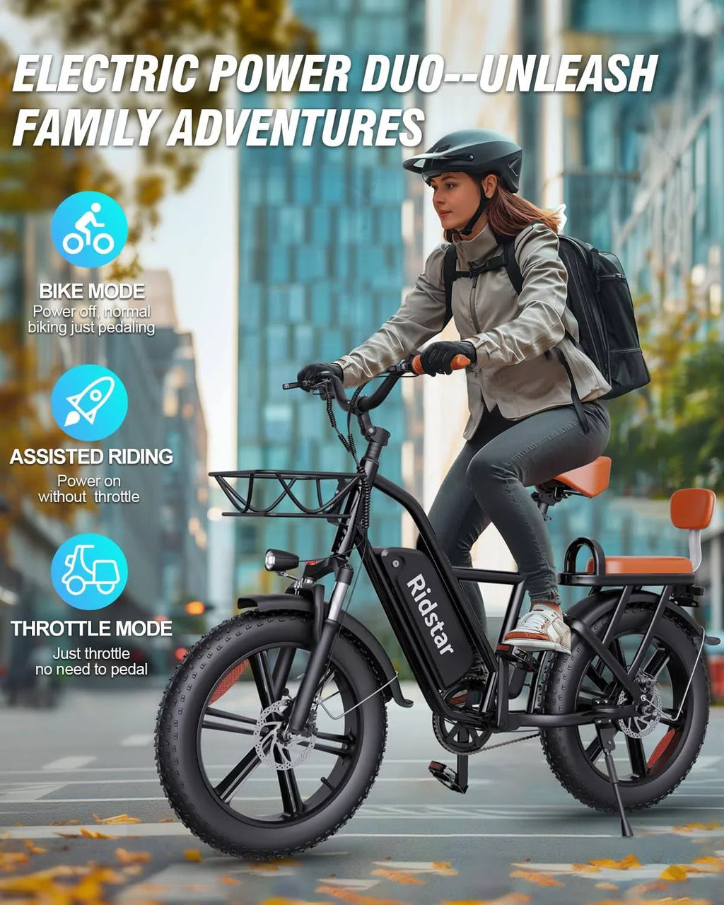 2026 1000W Electric Bike for Adults 48V 15Ah Removable Battery Ebike 20′′ x 4.0 – 1000W