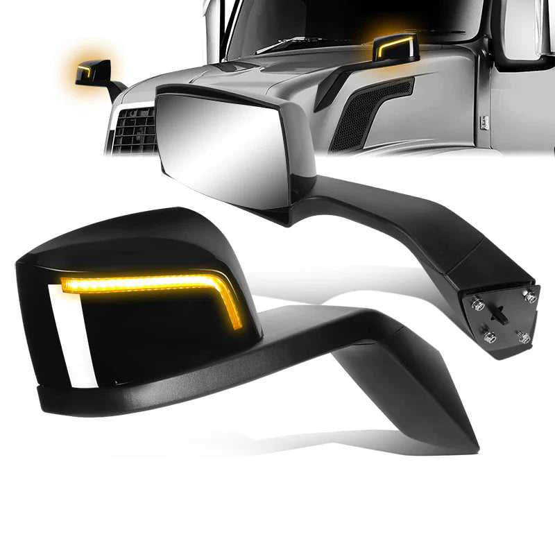 Performance Series Side Hood Mirrors (Black) 04-18 Volvo VN Series
