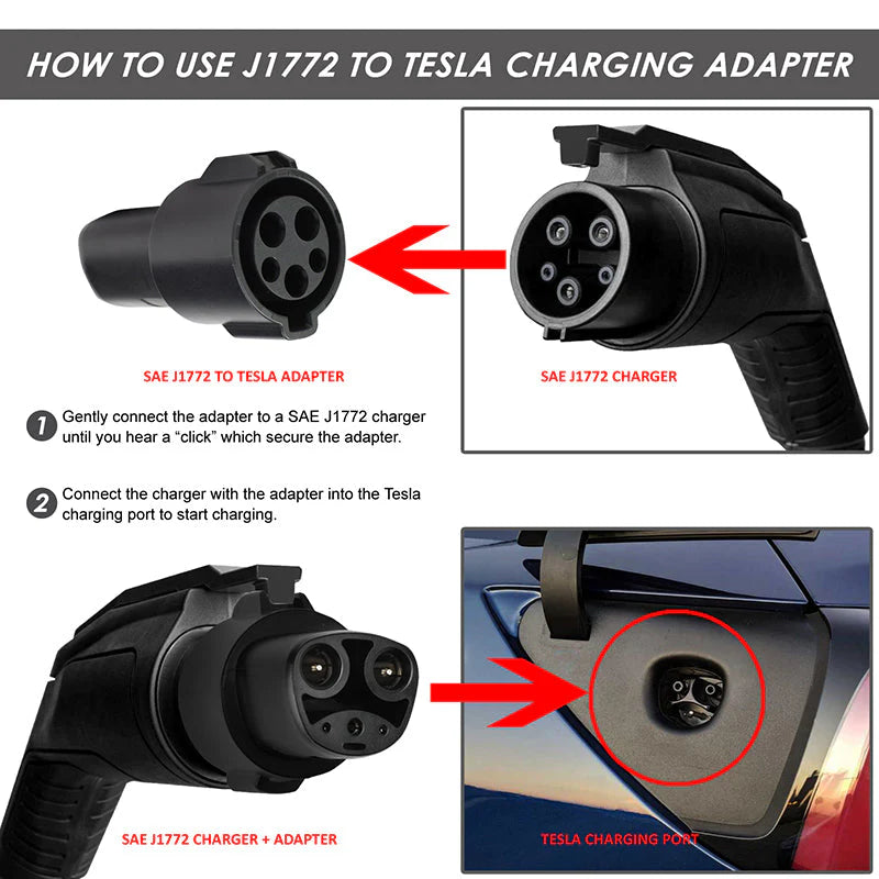 12-22 Tesla Model S X 3 Y SAE J1772 Public Charging Adapter