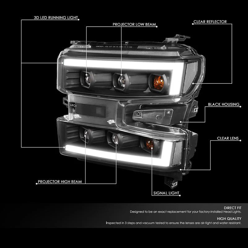 LED DRL Projector Headlights 19-21 Chevy Silverado 1500