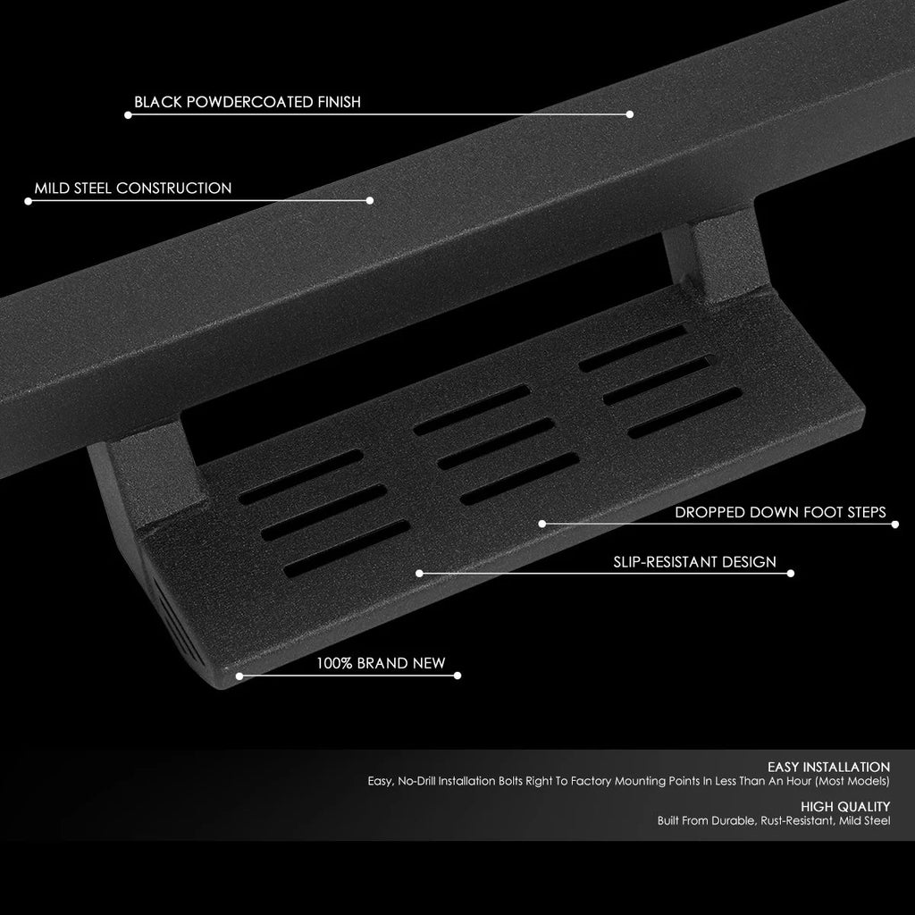 4.75 in. Wide Drop Foot Step Running Boards 07-19 Chevy Silverado GMC Sierra Crew Cab