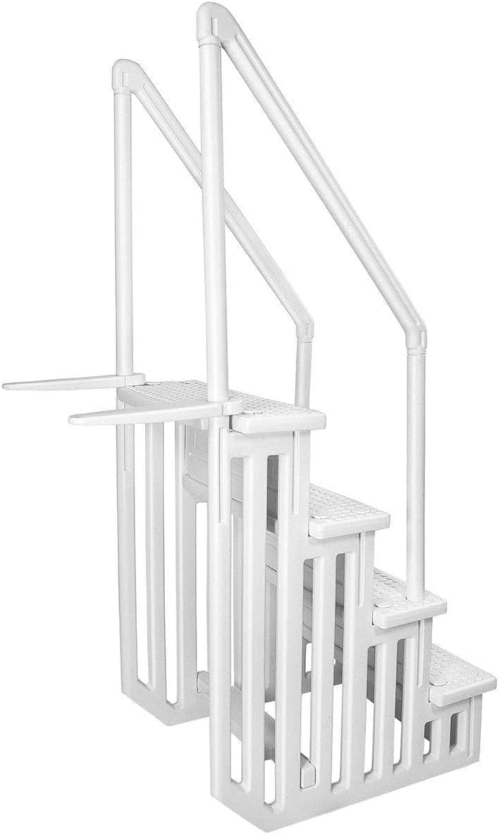2026 Select Anti-Slip in-Pool Steps | Gray | for Above Ground Swimming Pools | Can Mount to Decks 48′′ to 54′′ H | Safety Stairs Capacity Up to 300 lbs