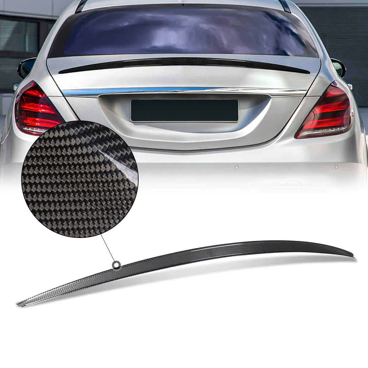 P-Type Carbon Fiber Rear Trunk Lid Spoiler 14-20 Mercedes-Benz S63 S65 AMG S600L Sedan