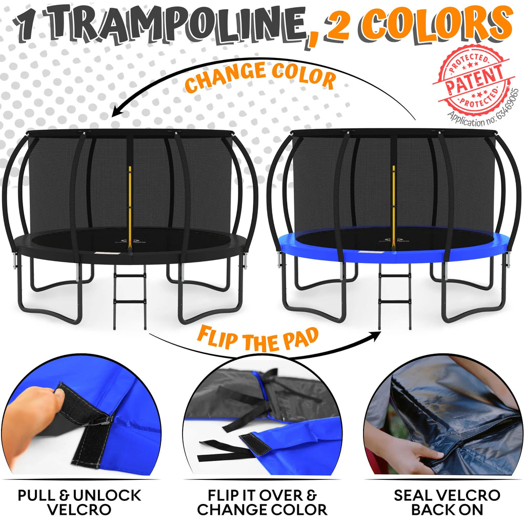 2026 16FT Trampoline with Enclosure & Double Color Pad Cover