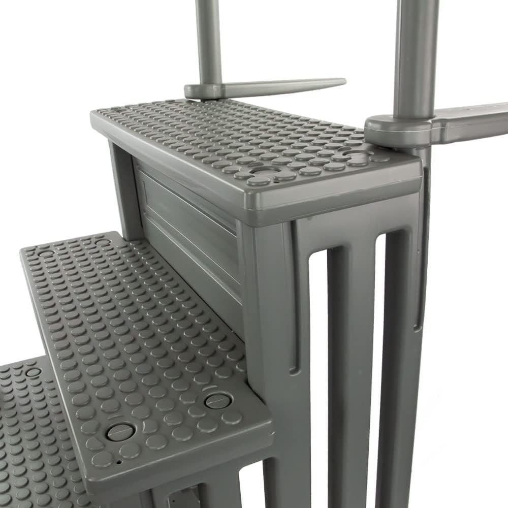 2026 Select Anti-Slip in-Pool Steps | Gray | for Above Ground Swimming Pools | Can Mount to Decks 48′′ to 54′′ H | Safety Stairs Capacity Up to 300 lbs