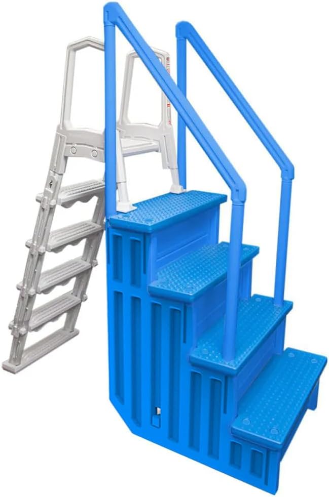 2026 Select Anti-Slip in-Pool Steps | Gray | for Above Ground Swimming Pools | Can Mount to Decks 48′′ to 54′′ H | Safety Stairs Capacity Up to 300 lbs