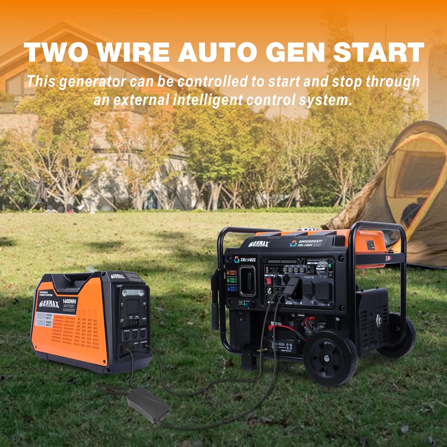 2026 GENMAX 10500 Peak Watt Tri Fuel Open Frame Inverter Generator,with ATS,Quiet Technology,CO Sensor,digital display and 50A,Ideal for Home backup,contruction site and RV Camping (GM10500XiT)