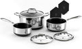 2026 HexClad Hybrid Nonstick 6-Piece Pot Set with 2 Silicone Trivets, 2, 3, and 8-Quart Pots with Tempered Glass Lids, Stay-Cool Handles, Dishwasher-Friendly, Induction-Ready, Compatible with All Cooktops