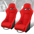 2Pcs Red Woven Fabric Position Racing Seats Universal