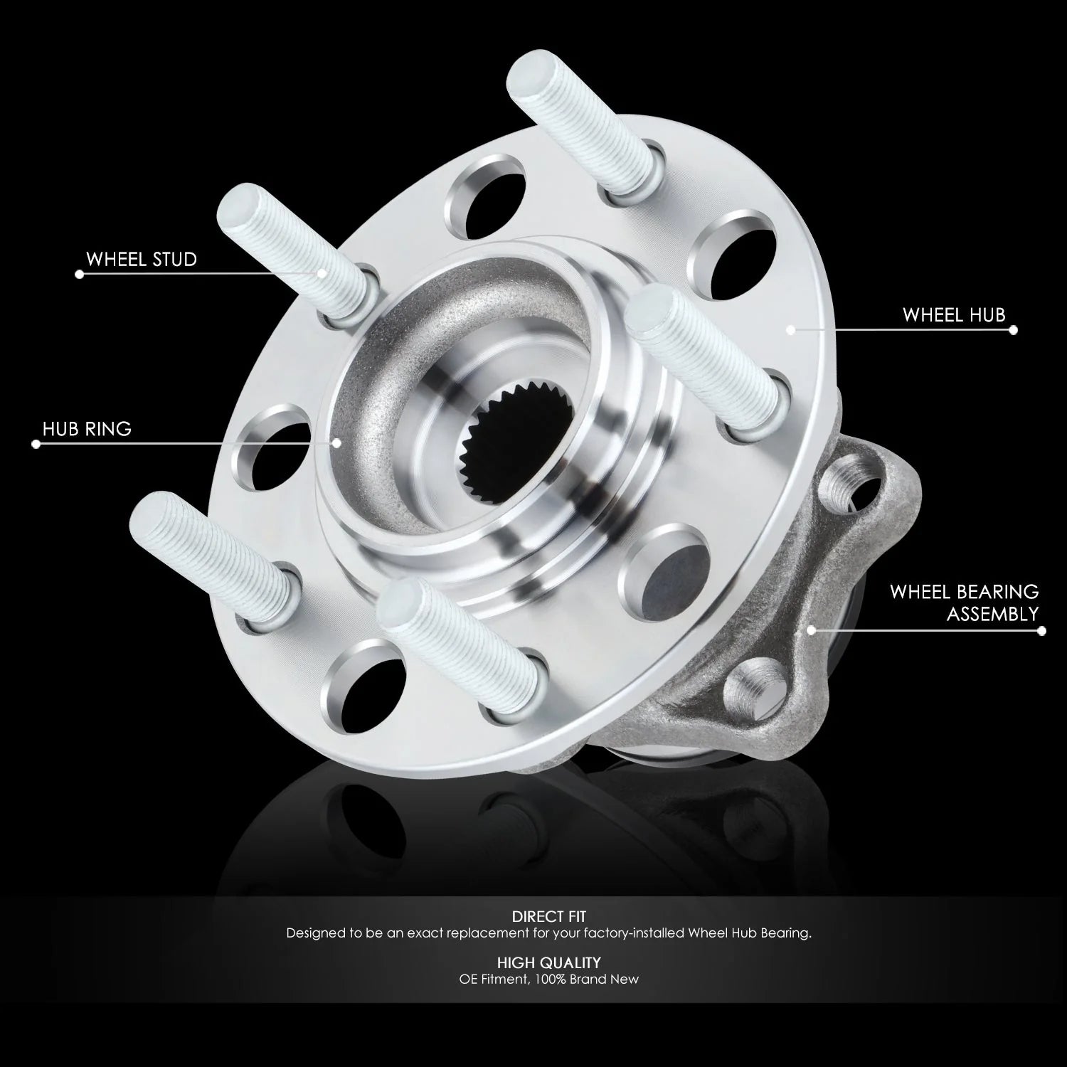 Rear Left or Right Side Wheel Bearing & Hub Assembly 07-17 Jeep Compass Patriot, 07-08 Dodge Caliber