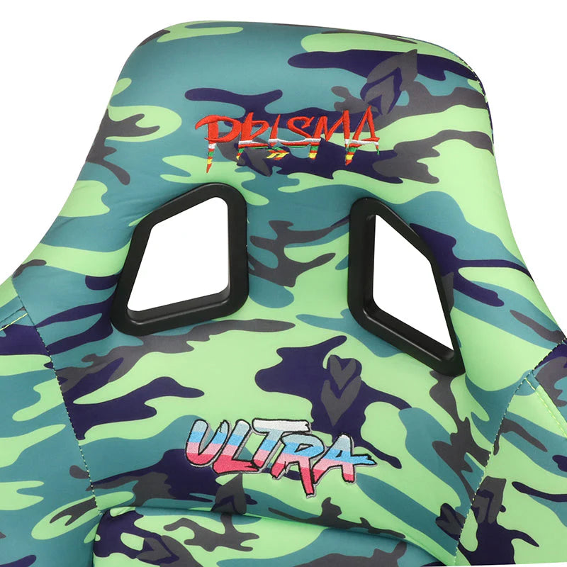 Green Camo Print Vegan Satin Bucket Racing Seat Universal