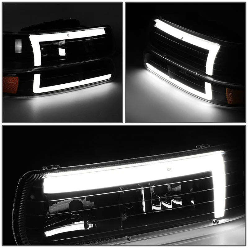 LED DRL Headlights 99-02 Chevy Silverado 1500-3500, 00-06 Suburban 1500 2500 Tahoe