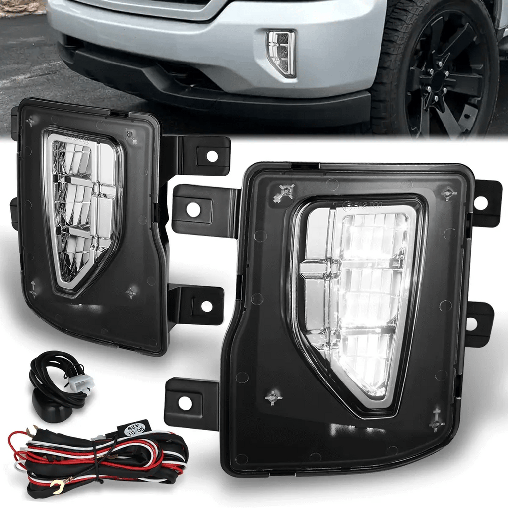 LED Projector Fog Lights w/ Switch Wiring Harnesses 16-19 Chevy Silverado 1500