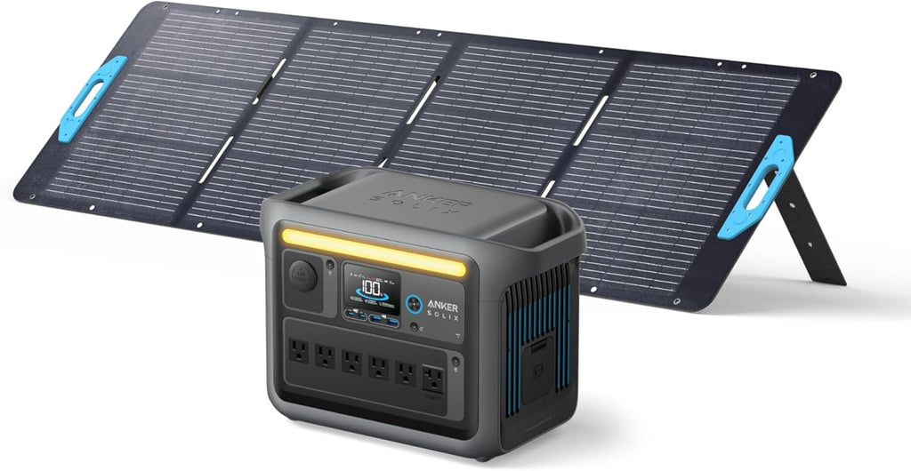 2026 Anker SOLIX C1000 Portable Power Station with 200W Solar Panel, 1800W Solar Generator, 1056wh LFP (LiFePO4) Battery, 6 AC Outlets, Up to 2400W for Home, Power Outages, and Outdoor Camping
