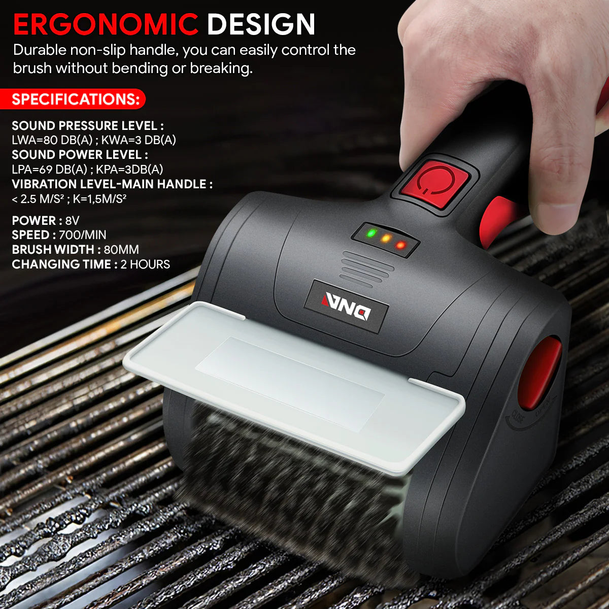 Cordless Power Grill Cleaning Scrub Brush w/Type-C Cable