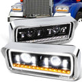 LED DRL Halo Projector Headlights 81-19 Kenworth W900 Western Star 4800