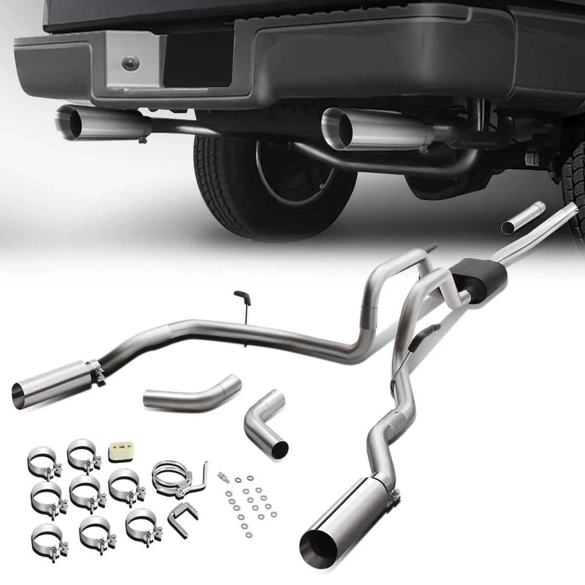 Cat-Back Exhaust System w/4 in. OD Muffler Tip 04-08 Ford F150 06-08 Lincoln Mark LT 4.6L 5.4L