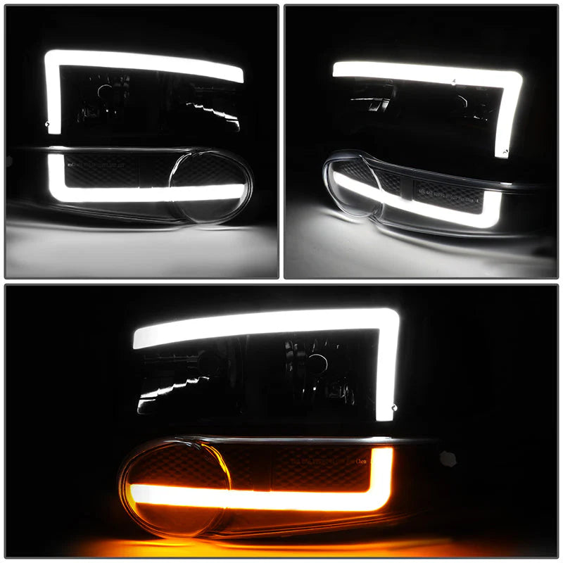 LED DRL Switchback Headlights 01-06 GMC Sierra 1500 Yukon Denali