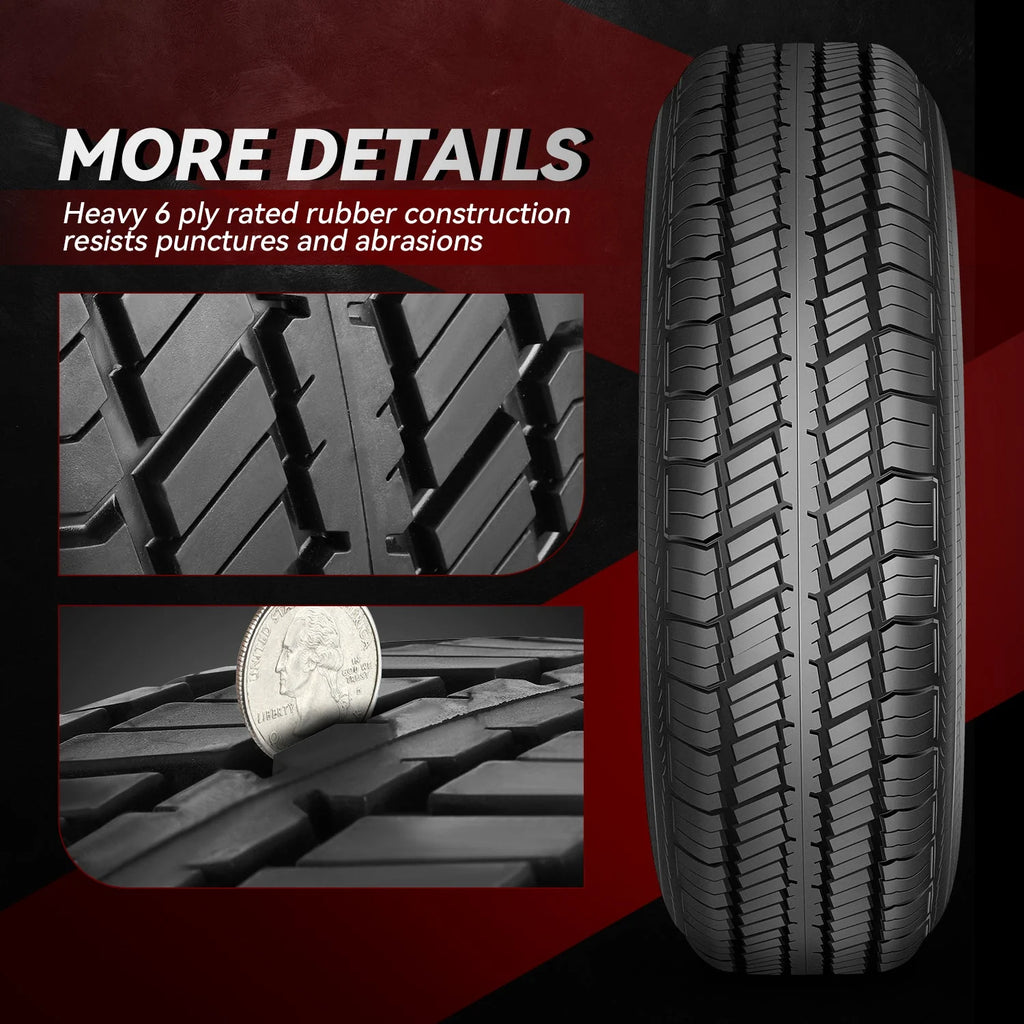 1-Piece 15 in. Trailer Tire & Rim Assembly 5 X 114.3 Bolt Pattern / 84.1mm Centerbore Wheel Hubs