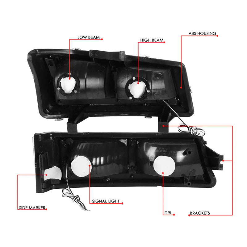 LED DRL Headlights 03-06 Chevy Avalanche Silverado 1500-3500 / HD