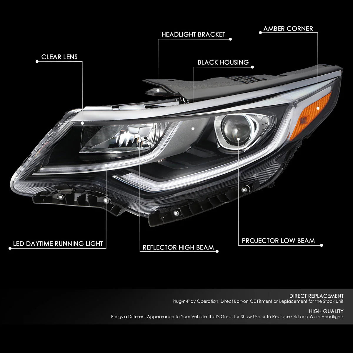 LED DRL Projector Headlight (Left) 19-20 Kia Optima