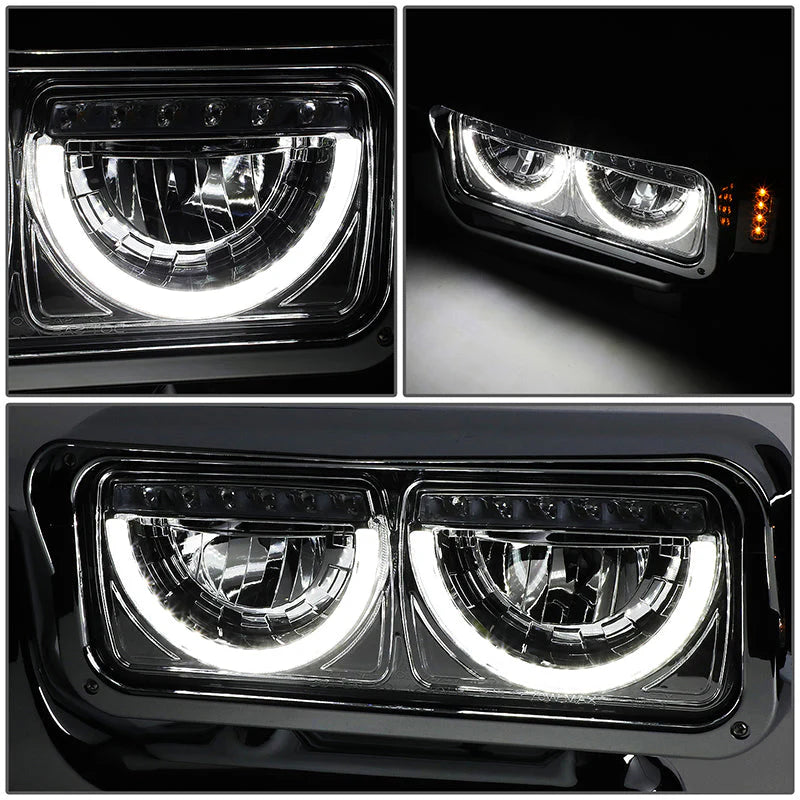 LED DRL Halo Headlights 81-88 Peterbilt 359, 87-07 379, 08-21 389