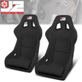 2Pcs Black Microfiber Suede Large Racing Bucket Seats w/ Mount Brackets & Sliders Universal