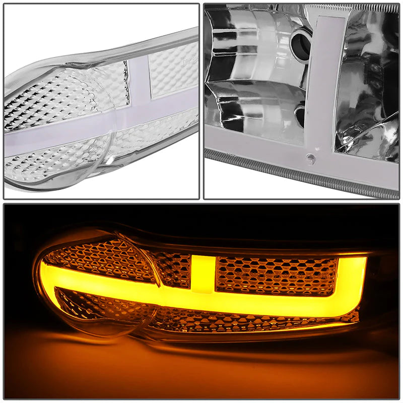 LED DRL Switchback Headlights 01-06 GMC Yukon Sierra 1500 Denali