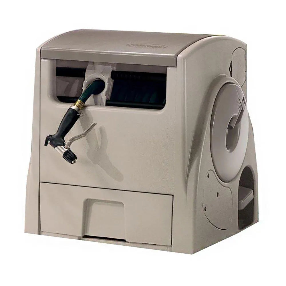 2026 Suncast 100 ft. Powerwind Auto Power Rewind Hose Reel, Light Taupe