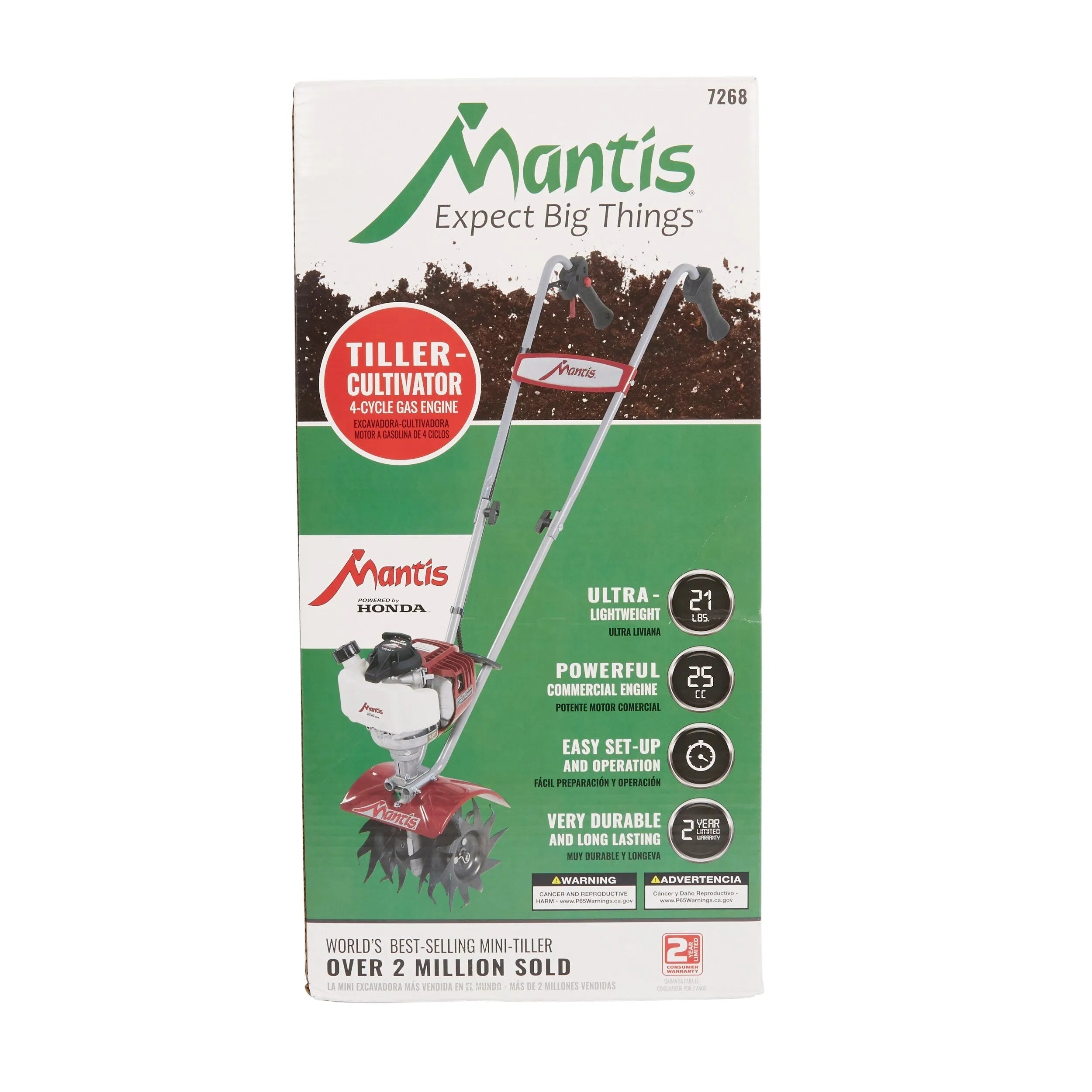 2026 MANTIS 7268 Mini-Tiller/Cultivator 25-cc 9-in Front-Tine Forward-rotating Tiller (CARB)