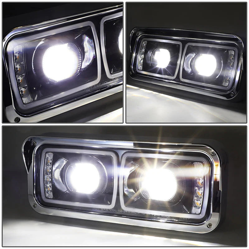 LED DRL Halo Headlights 86-07 Kenworth T600A Peterbilt 378 379