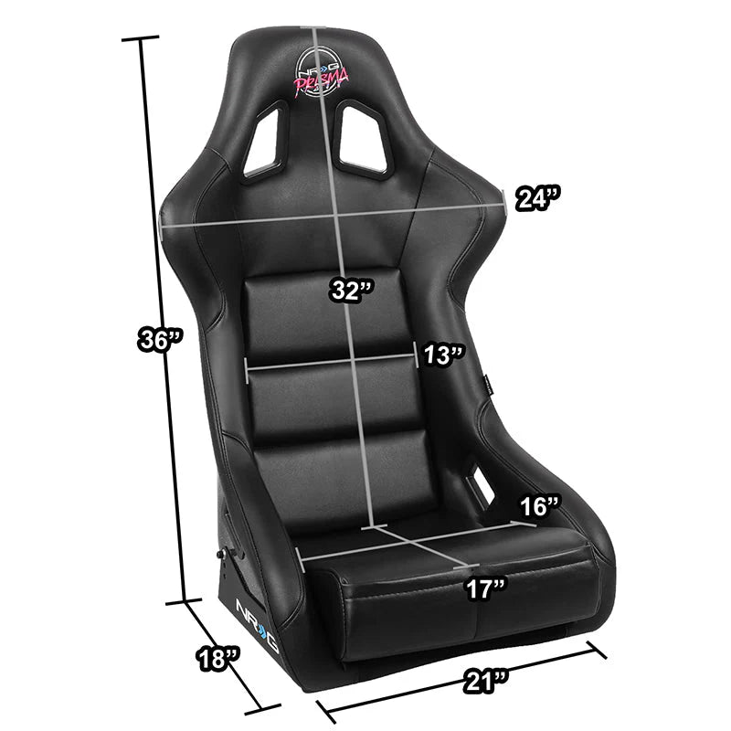 Prisma Vegan Vinyl Large Fixed Back Bucket Racing Seat Universal