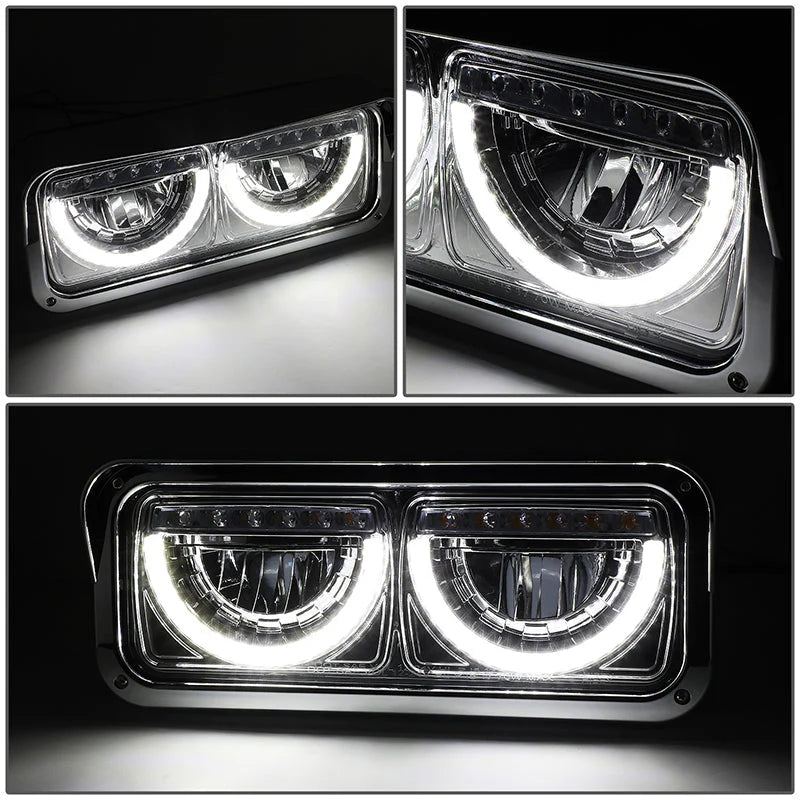 LED DRL Halo Headlights 86-07 Kenworth T600A Peterbilt 357 379